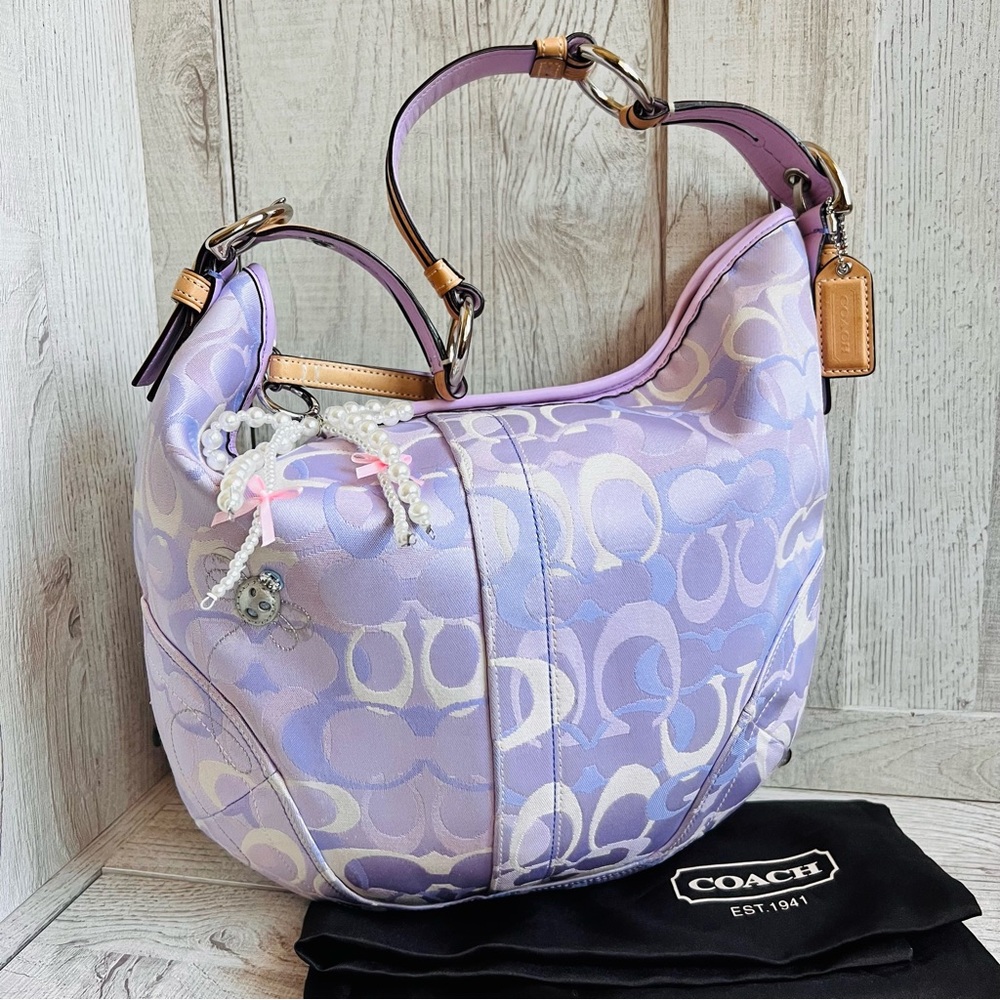 Y2K Coach Optic Ladybug Purple Shoulder/hobo  Bag